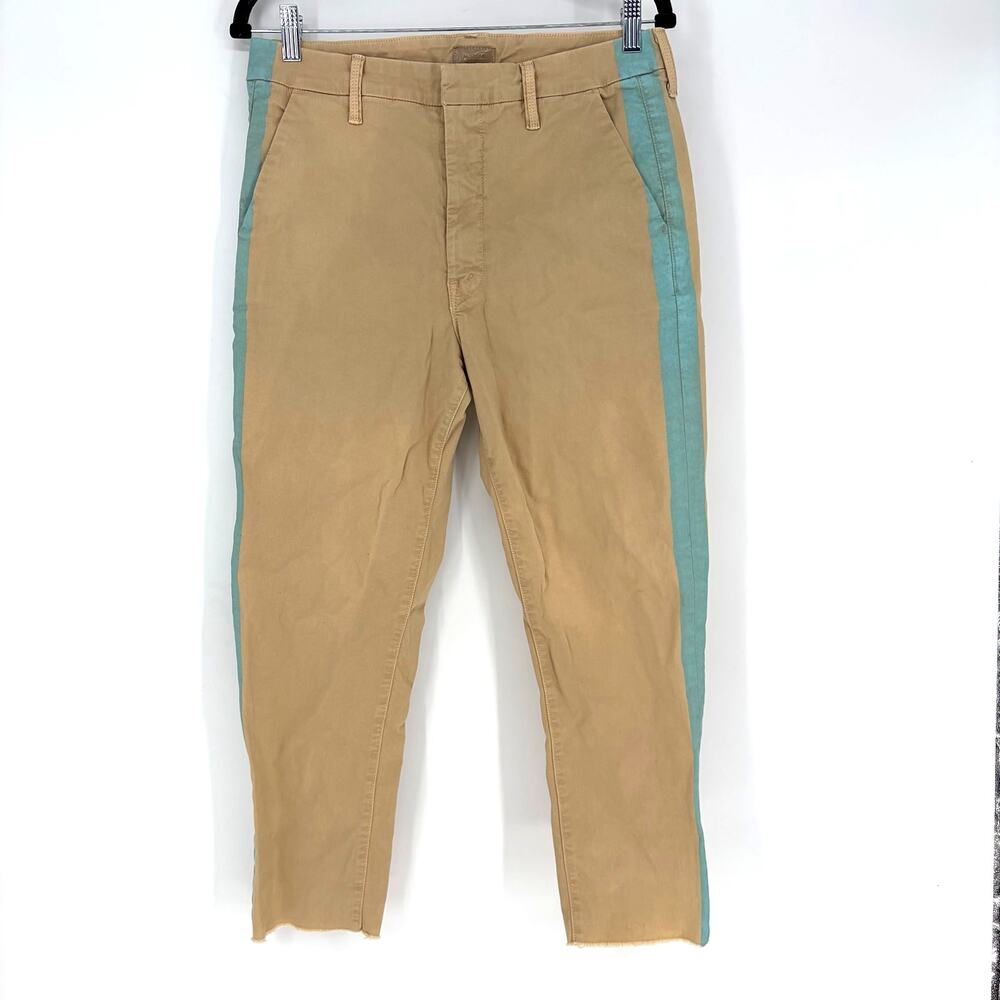MOTHER The Shaker Prep Fray Jeans Killing Time Khaki Cerulean Women's 30 - Picture 2 of 13